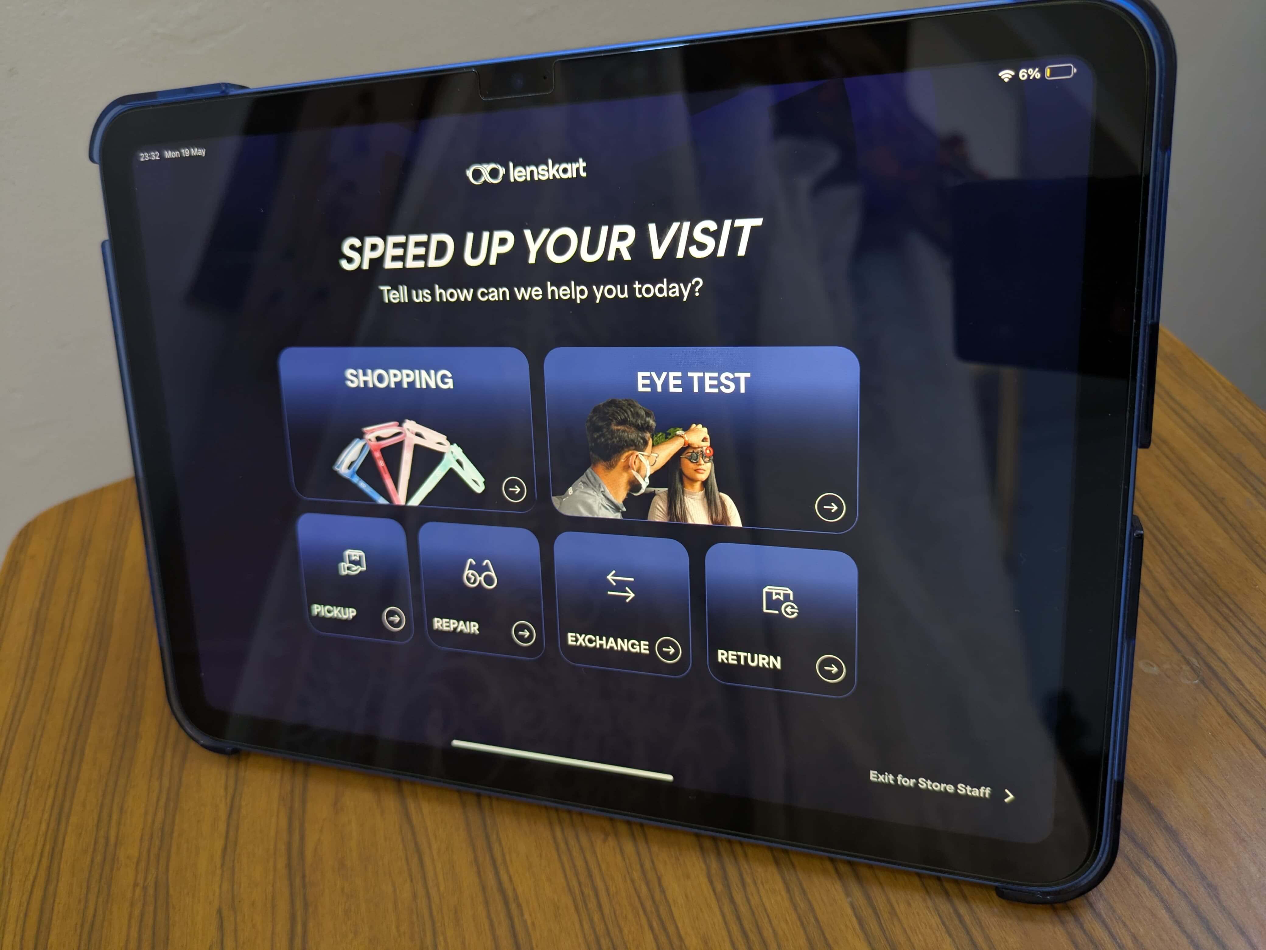 Purpose of Visit screen deployed on iPad in store
